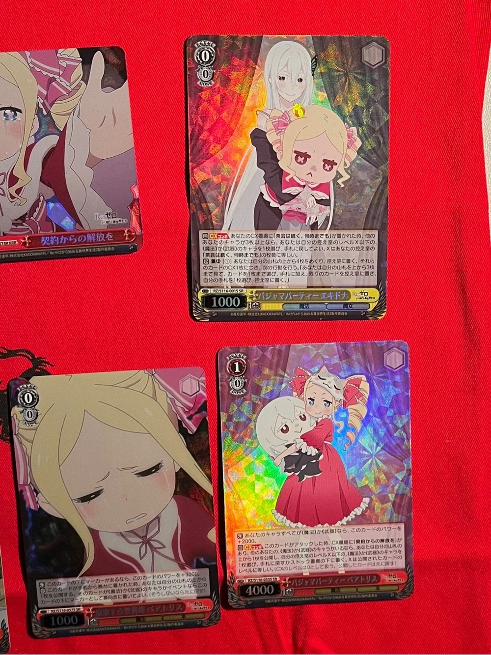 Anime Trading Card Lot - Re: Zero Foil Holographic Cards (Weiss Schwarz)